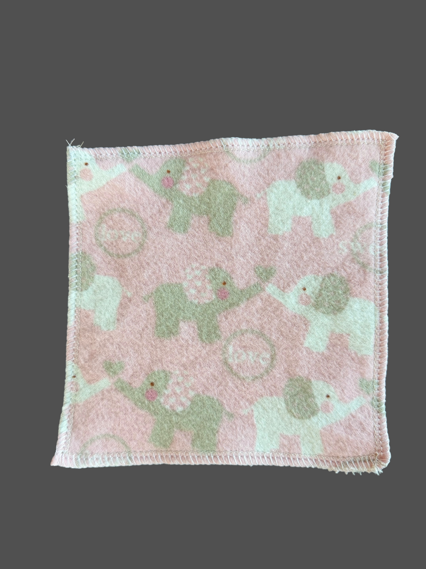 Elephants on Pink 2ply flannel mini wipes / Face scrubbies