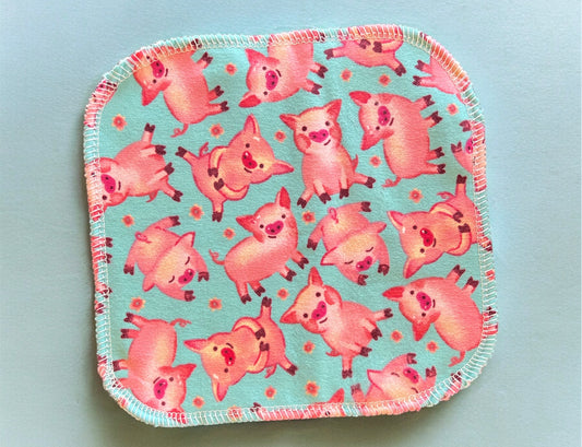 Cute Pigs 2ply flannel cloth wipes