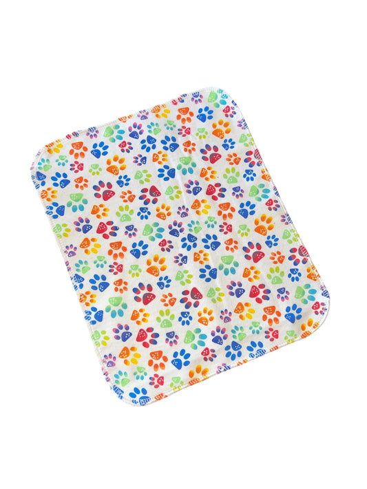 Rainbow Pawprint  1ply flannel reuseable paper towels