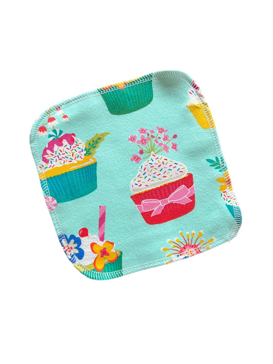 Fancy Cupcakes2ply flannel cloth wipes