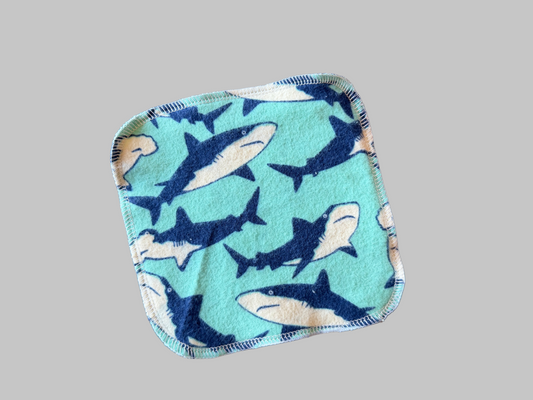 Sharks  2ply flannel cloth wipes