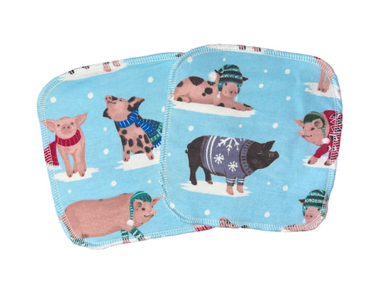 Winter Pigs 2ply flannel cloth wipes