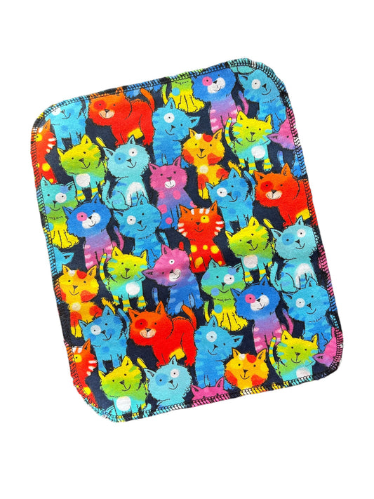 Rainbow Cats 1ply flannel reusable paper towels
