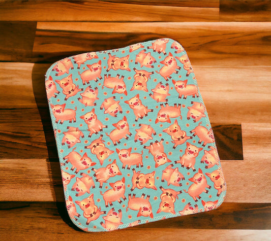 Cute Pigs 1ply flannel reusable paper towels
