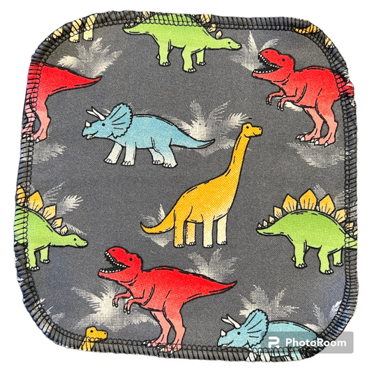 Dinosaur  1ply flannel cloth wipes