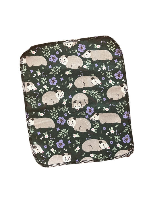 Floral Opossom 1ply flannel reusable paper towels