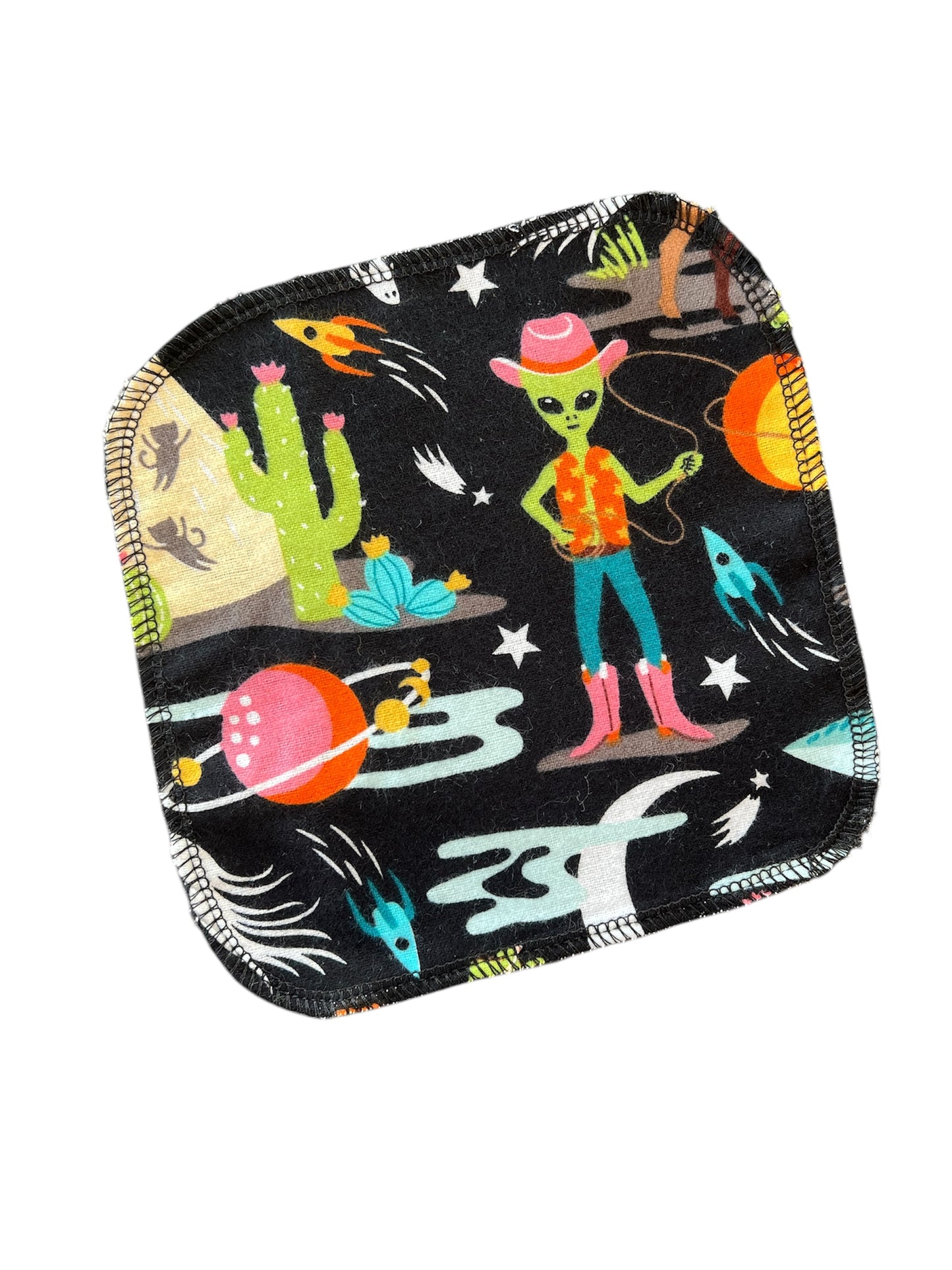 Alien Cowboys 1ply flannel cloth wipes