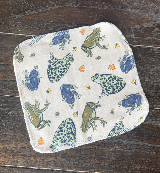 Frogs & Bugs 2ply flannel cloth wipes