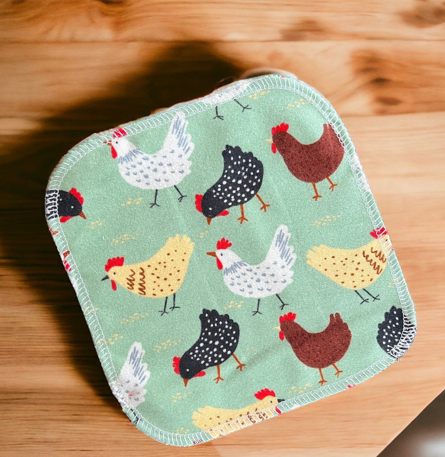 Chickens 1ply flannel cloth wipes