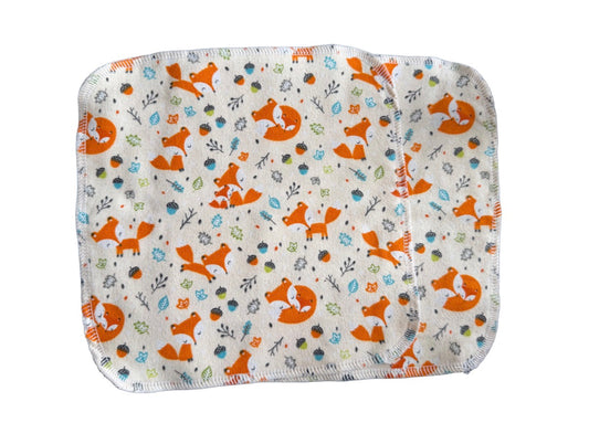 Set of 2 Fall Fox  9x9 2ply flannel cloth wipes