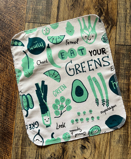 Eat your Greens  2ply flannel reusable paper towels napkins m