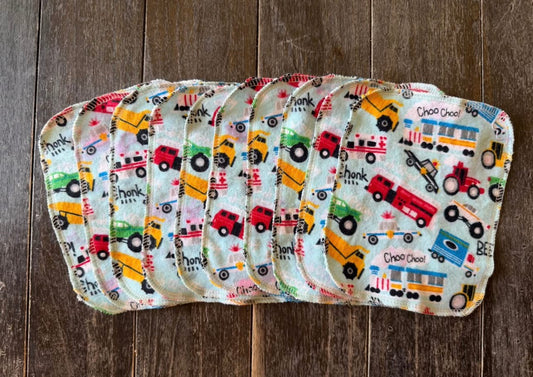 Discount Set of 10 Vehicle 1ply flannel 6x7 wipes / Face scrubbies