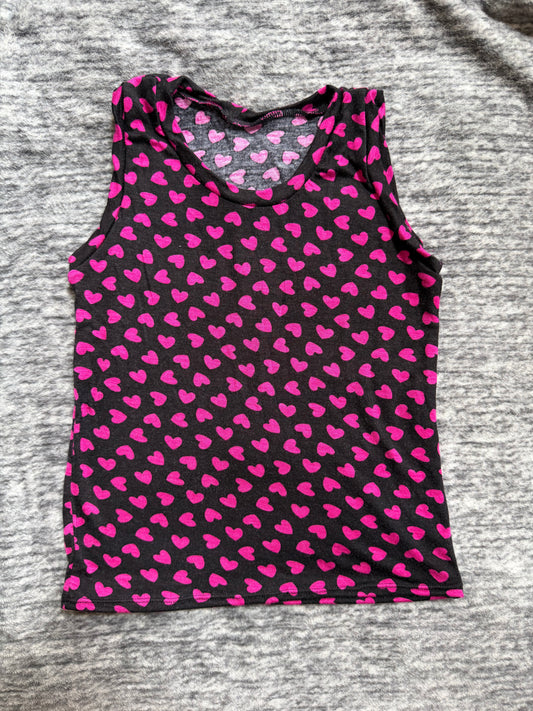 Hot Pink Hearts 7y Tanktop
