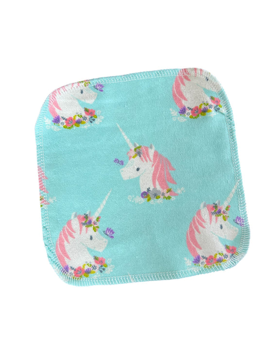 Unicorns 2ply flannel cloth wipes