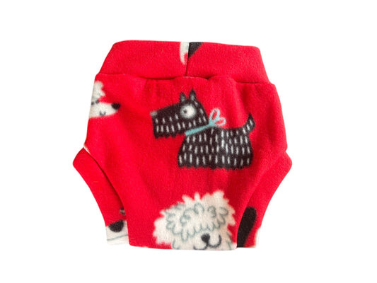 Large Dogs on Red  Fleece Diaper Cover