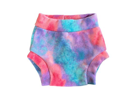 Large cotton candy tiedye Fleece Diaper Cover