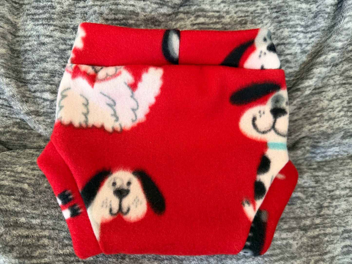 Large Dogs on Red  Fleece Diaper Cover