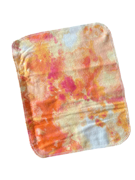 Orange Sherbet  Tie Dye 1ply flannel reusable paper towels