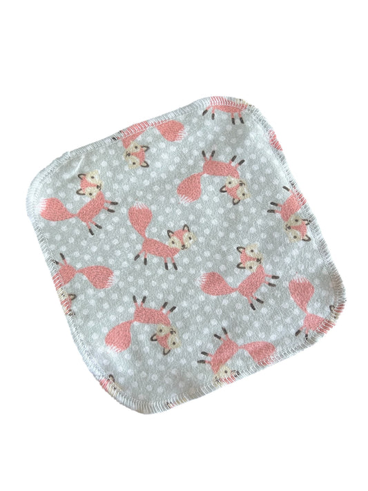 Polkadot Fox 2ply flannel cloth wipes