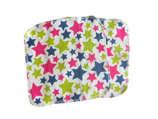 Set of 2 Bright Star 8x8  2ply flannel cloth wipes