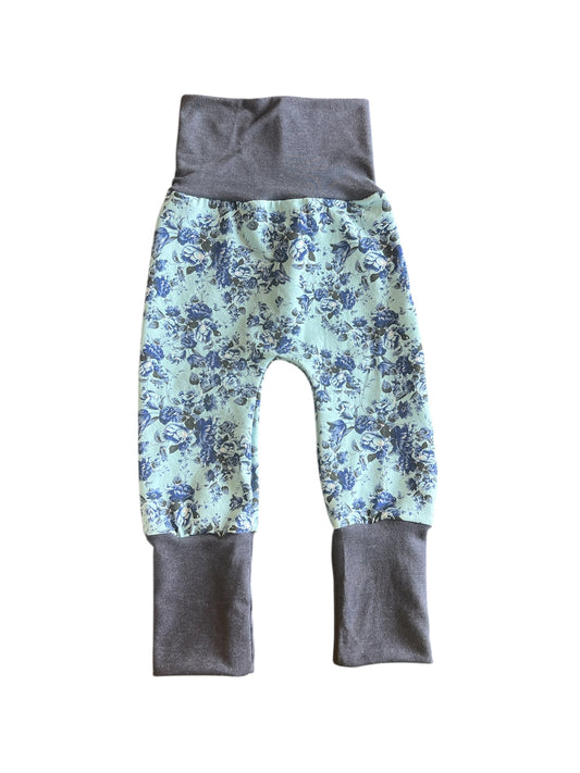 Blue Floral 3-12m grow with me pants