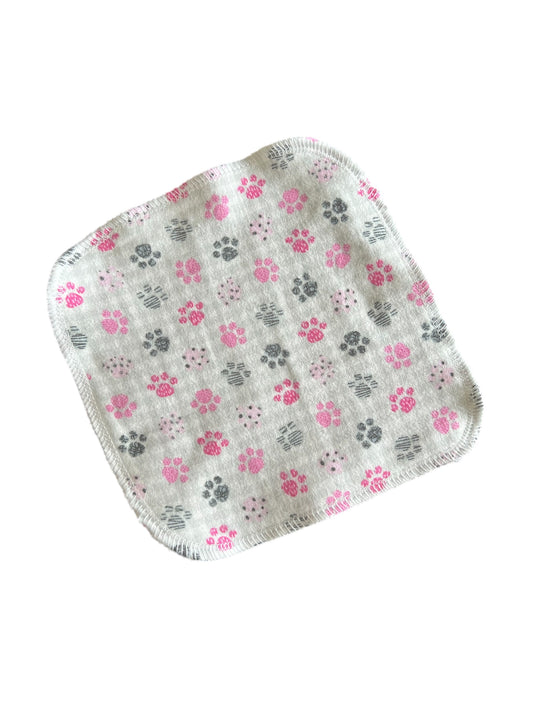Paw Prints on Plaid  2ply flannel cloth wipes