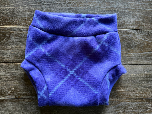 Large Purple plaid  Fleece Diaper Cover