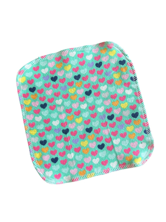 Hearts 2ply flannel cloth wipes
