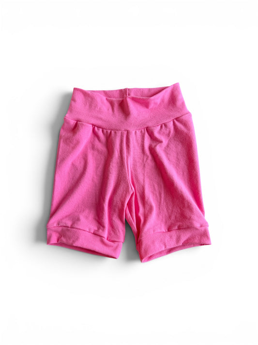Solid Bubble Gum Pink 3-6yr Shortie shorts (longer length)