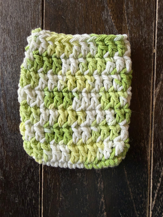 White & Green Cotton Crochet Soap Saver