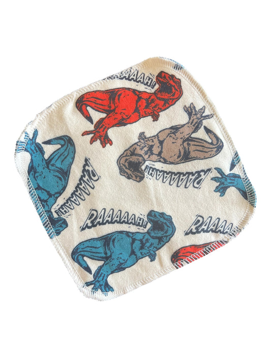 Dinosaur 2ply flannel cloth wipes