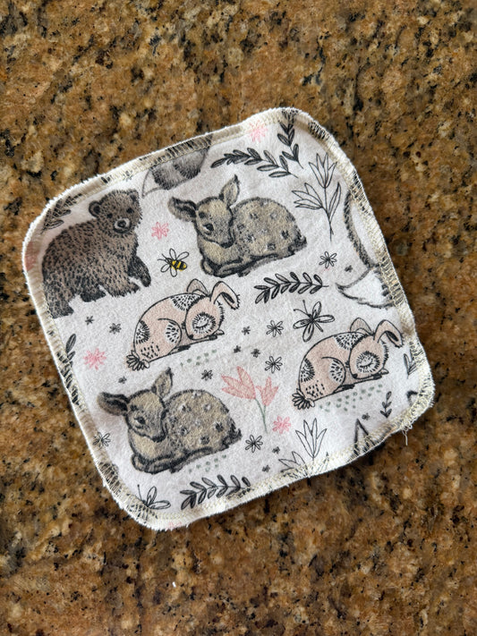 Woodland babies 2ply flannel cloth wipes