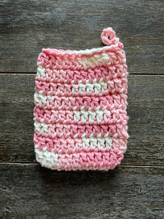 Pink & White Cotton Crochet Soap Saver