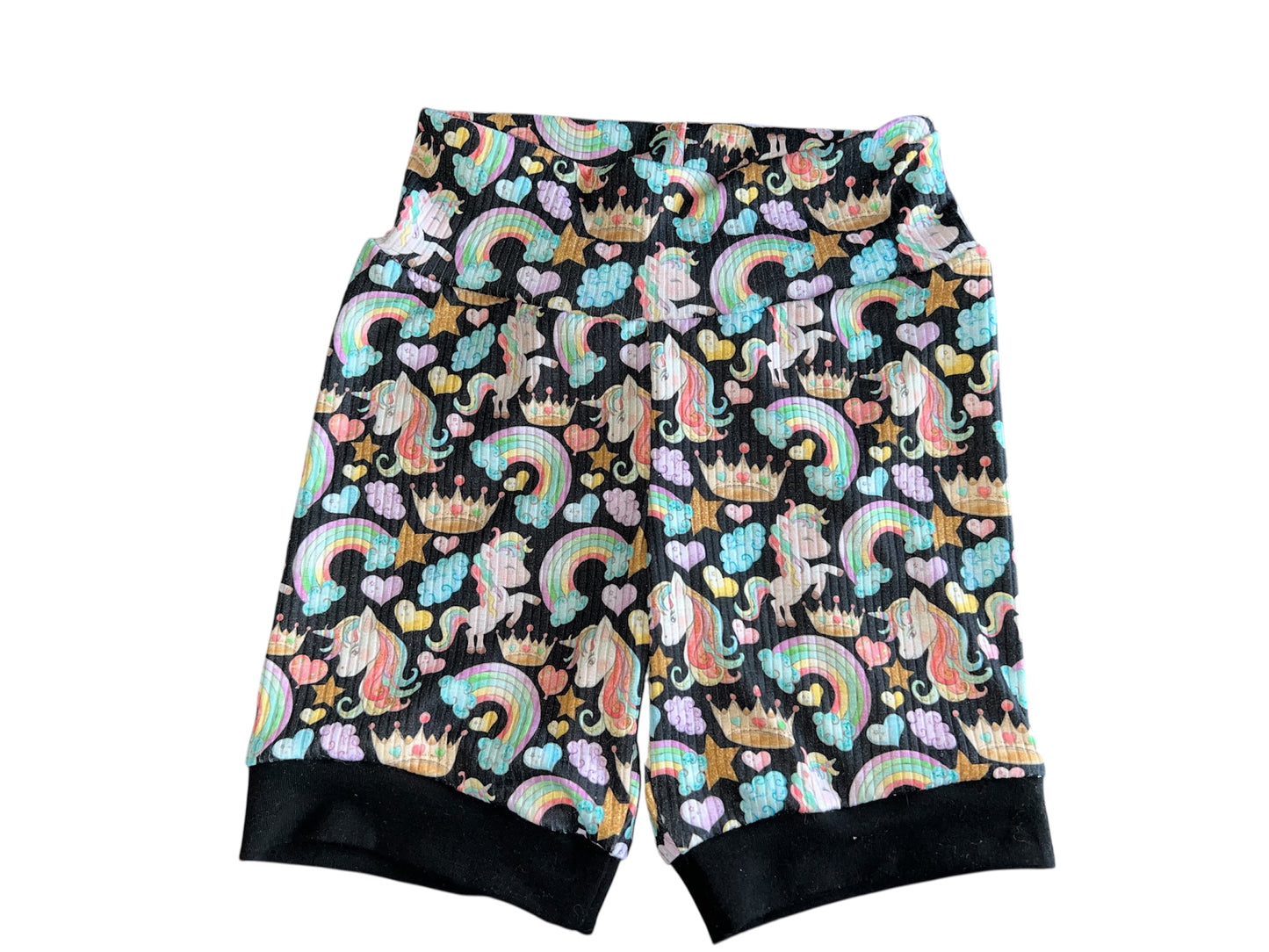 Unicorn Rainbows 3-6yr  Shortie shorts (longer length)