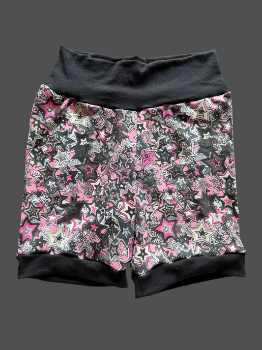 Pink & Black Stars 9-12y Shortie shorts (longer length)