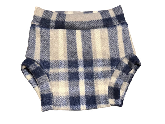 Blue Grey Plaid Small Fleece Diaper Cover