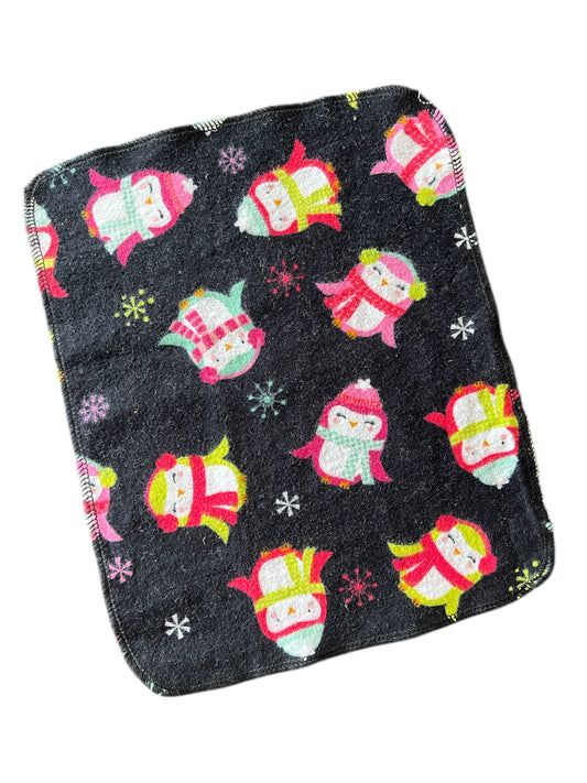 Penguins in Scarves 1ply flannel reusable paper towel