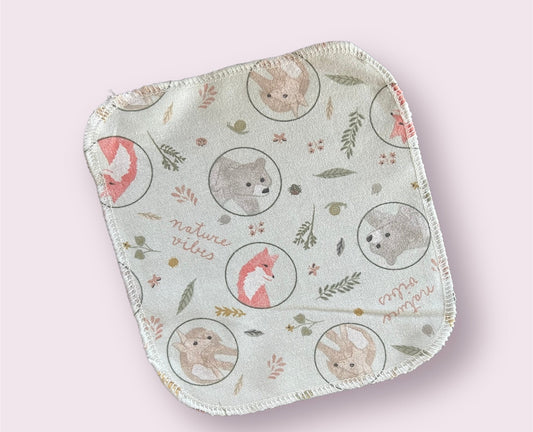 Nature Forest Animals  2ply flannel cloth wipes
