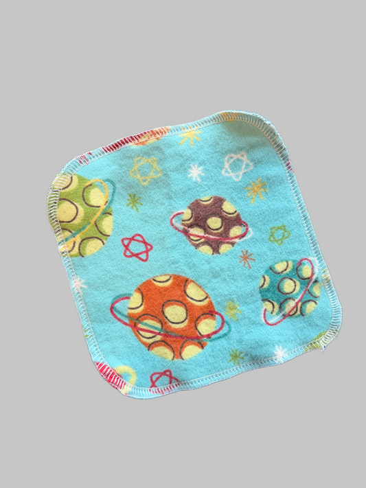 Retro Planets 2ply flannel cloth wipes