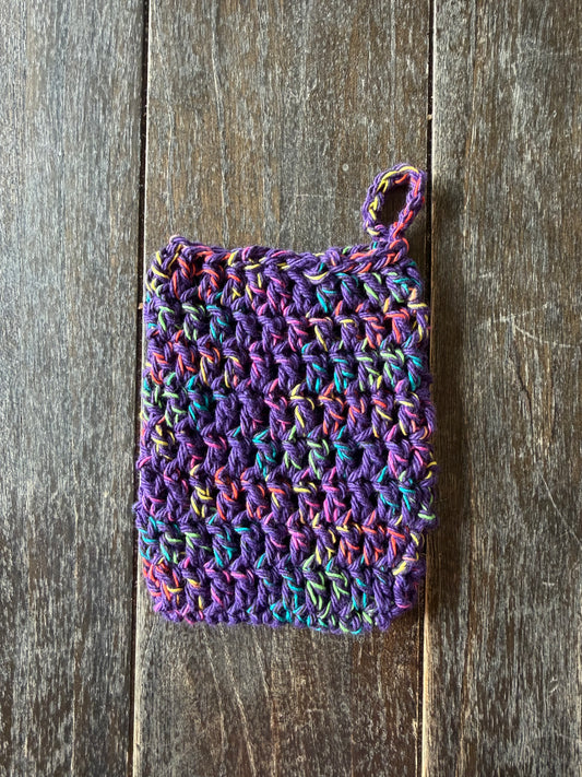 Purple with Neon Cotton Crochet Soap Saver