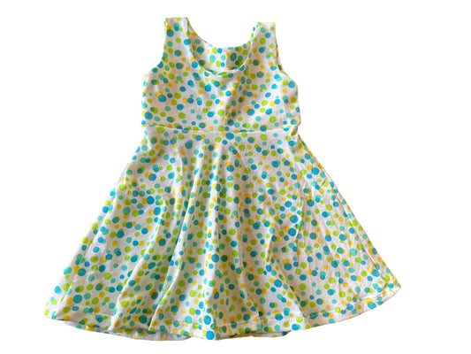 Blue & Yellow Polkadot 12m-3t Grow with me Long Skirt Dress