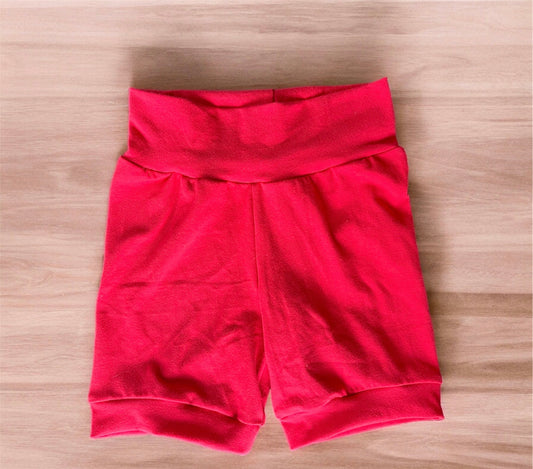 Solid Red 12m-3t Shortie shorts (longer length)