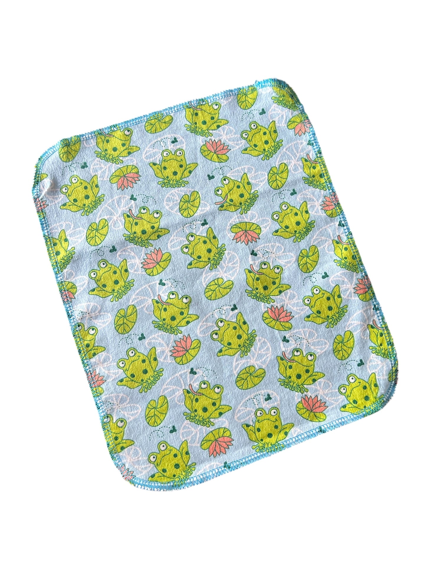 Cartoon Frogs on Lilypads 1ply flannel reusable paper towel