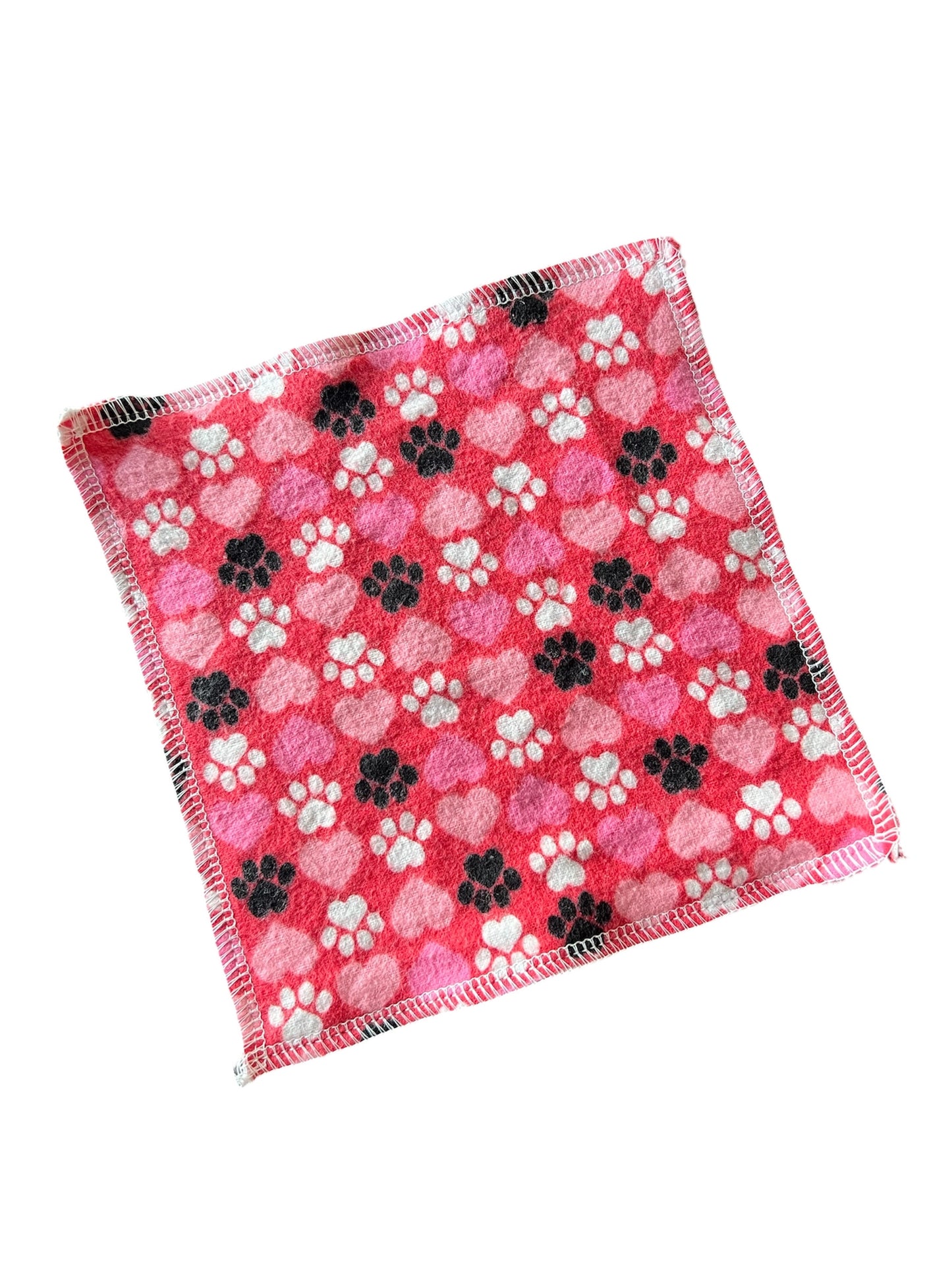 Paw Prints & Hearts 2ply flannel cloth wipes
