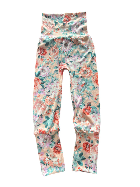 Peach Floral 2-6yr Monsterloones Maxaloones grow with me pants