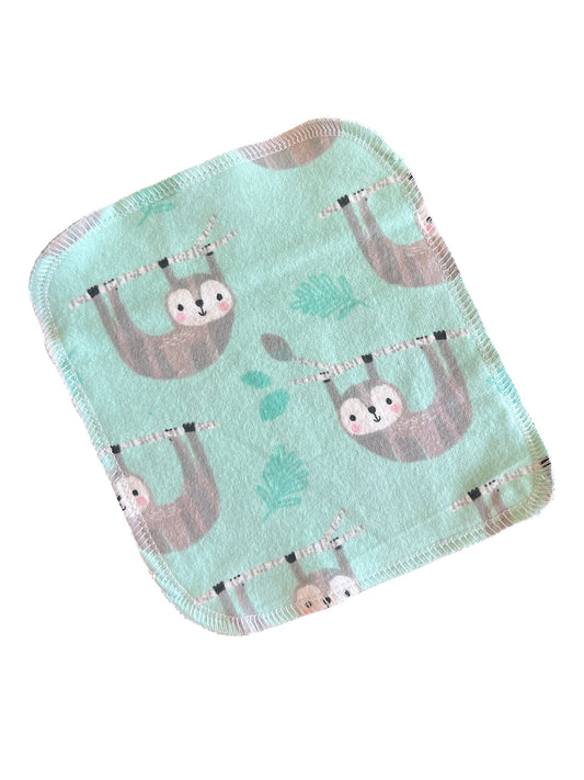 Cute Sloths 2ply flannel cloth wipes