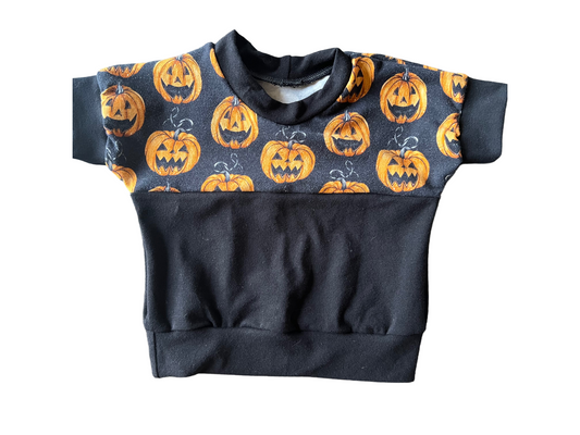 Jack O Lantern Grow with me 0-6m Dolman shirt
