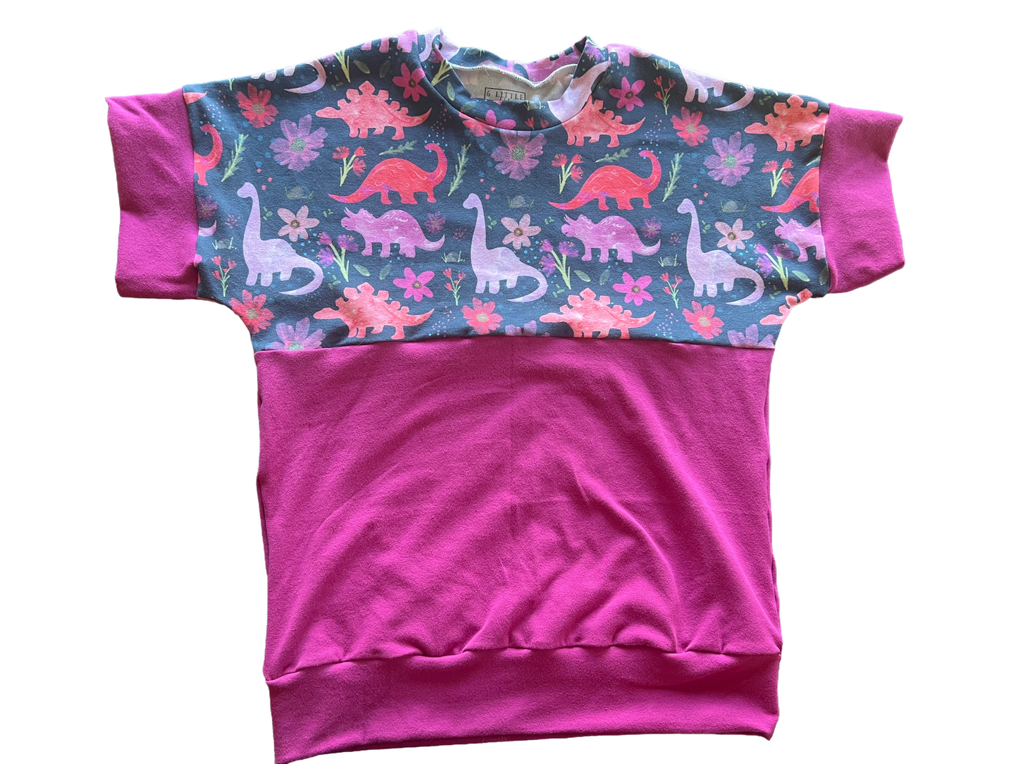 Floral Dinosaurs Grow with me 6-9yr Dolman shirt