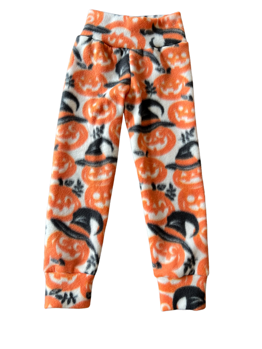 Jack o Lantern Pumpkin 4/5 Fleece Joggers