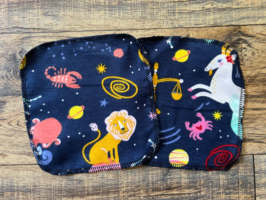 Zodiac 1ply flannel cloth wipes